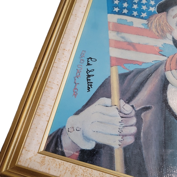 Red Skelton "Old Glory" Freddie clown number 940/5000 signed canvas framed rare - Picture 2 of 11